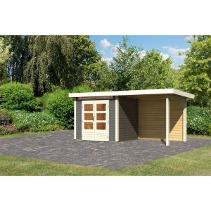 Karibu BBH Kandern 2 Set mit Anbaudach terrabrau Karibu BBH Kandern 2 Set mit Anbaudach terrabrau