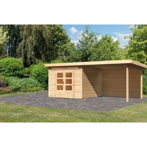 Karibu BBH Kandern 6 Set mit Anbaudach naturbelassen Karibu BBH Kandern 6 Set mit Anbaudach naturbelassen