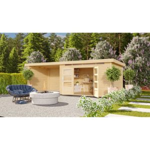 Karibu BBH Kandern 7 Set mit Anbaudach naturbelassen Karibu BBH Kandern 7 Set mit Anbaudach naturbelassen