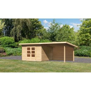 Karibu BBH Northe 3 mit Anbaudach naturbelassen Karibu BBH Northe 3 mit Anbaudach naturbelassen