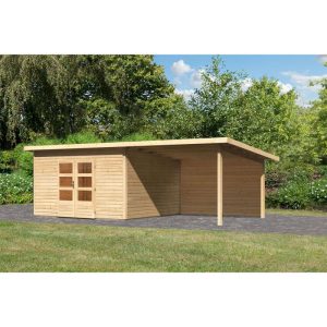 Karibu BBH Northe 5 Set mit Anbaudach naturbelassen Karibu BBH Northe 5 Set mit Anbaudach naturbelassen