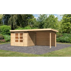 Karibu BBH Bastrup 3 Set mit Anbaudach naturbelassen Karibu BBH Bastrup 3 Set mit Anbaudach naturbelassen