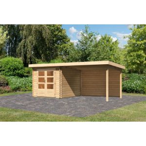 Karibu BBH Bastrup 4 Set mit Anbaudach naturbelassen Karibu BBH Bastrup 4 Set mit Anbaudach naturbelassen