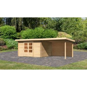 Karibu BBH Bastrup 7 Set mit Anbaudach naturbelassen Karibu BBH Bastrup 7 Set mit Anbaudach naturbelassen