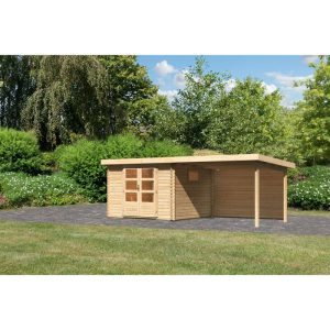 Karibu BBH Trittau 3 Set mit Anbaudach naturbelassen Karibu BBH Trittau 3 Set mit Anbaudach naturbelassen