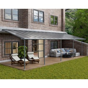 Palram Canopia Sierra Alu Terrassenüberdachung Polycarbonat 3×9,8 m grau