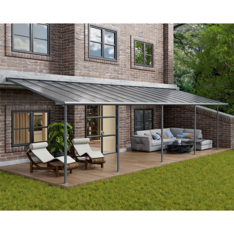 Palram Canopia Sierra Alu Terrassenüberdachung Polycarbonat 3x9,8 m grau