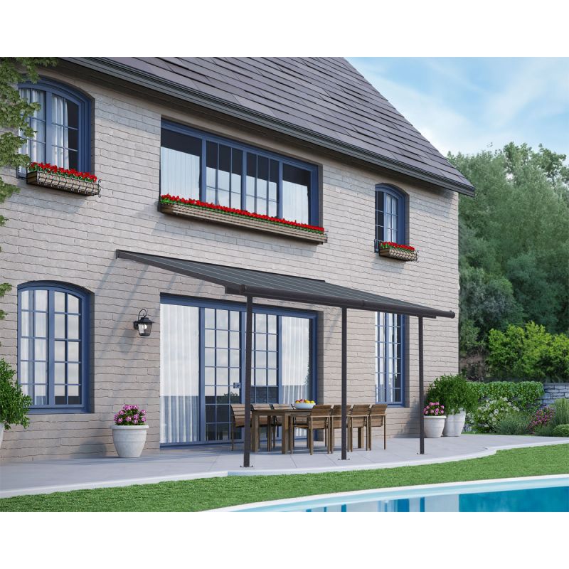 Palram Canopia Capri Alu Terrassenüberdachung Polycarbonat 3x4,3 m grau