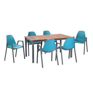 Greemotion Testrut Dining-Set „Mackay/ Windsor“, 7-teilig, petrol