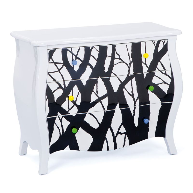 Inter Link Kommode „Alisha“, weiß schwarz, 95x77x43,5 cm