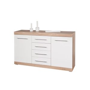 Inter Link Kommode „Lublin Typ 4“, Eiche Sonoma, weiß, 155x87x40 cm Inter Link Kommode „Lublin Typ 4“, Eiche Sonoma, weiß, 155x87x40 cm