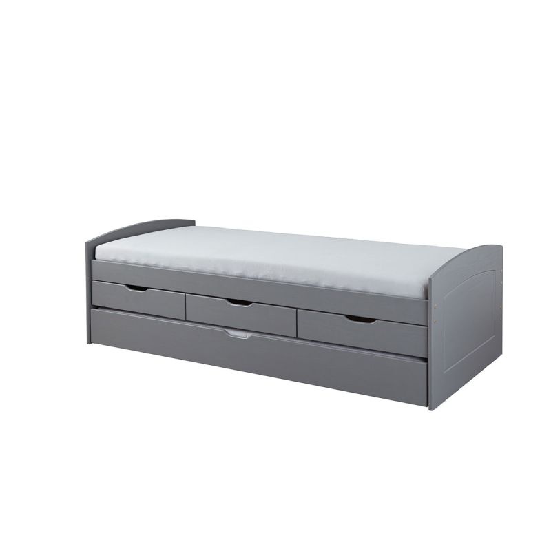 Inter Link Funktionsbett „Rieka“, 90x200 cm, grau lackiert