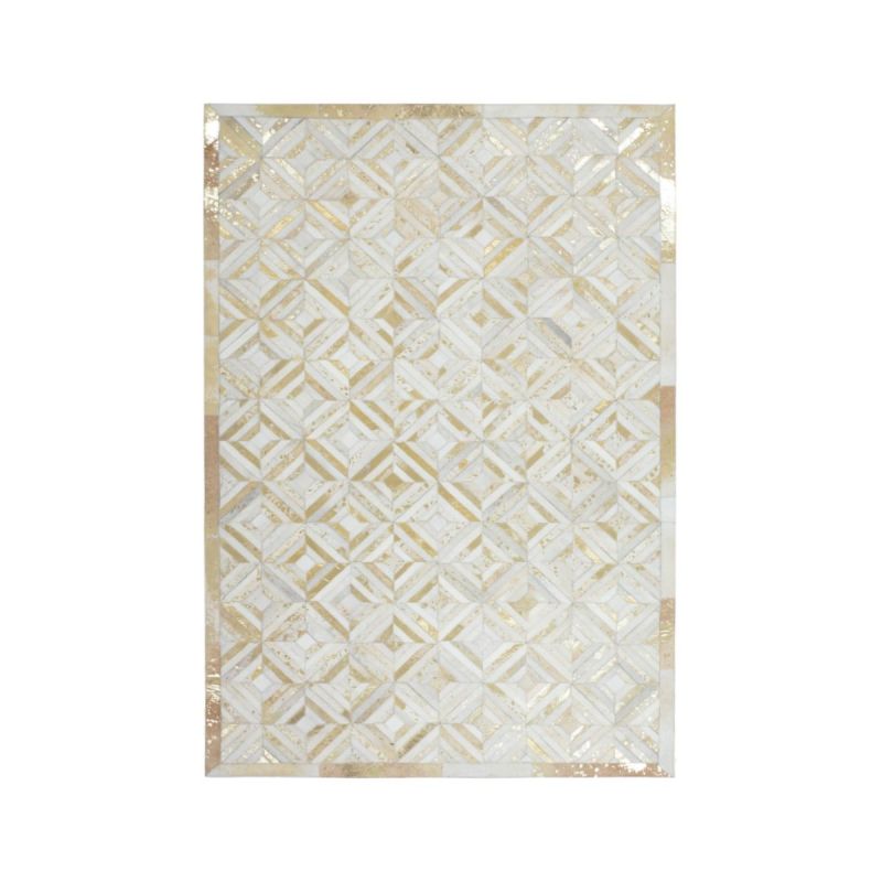 Lederteppich „Spark 410“, elfenbein/gold