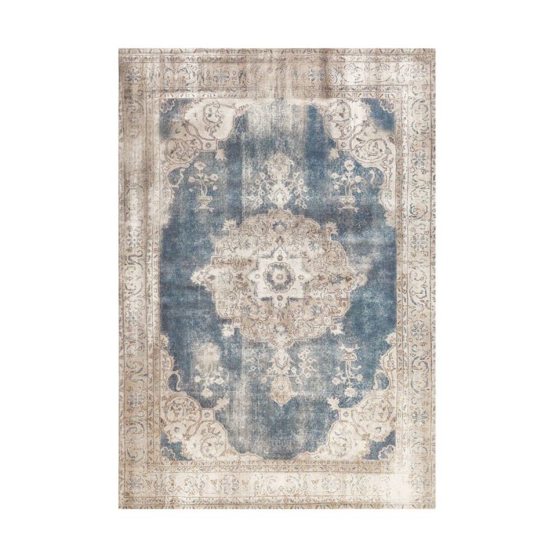Kurzflorteppich „Vintage 8400“, creme/blau