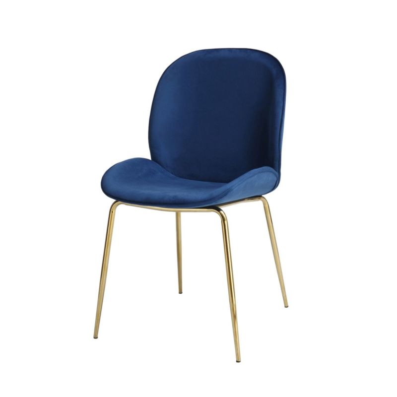 Stuhl „Charlize 110“, 2er-Set, blau/Messing