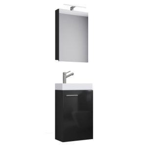 Gäste-Waschplatz Slito mit Spiegelschrank inkl Beleuchtung schwarz Gäste-Waschplatz Slito mit Spiegelschrank inkl Beleuchtung schwarz