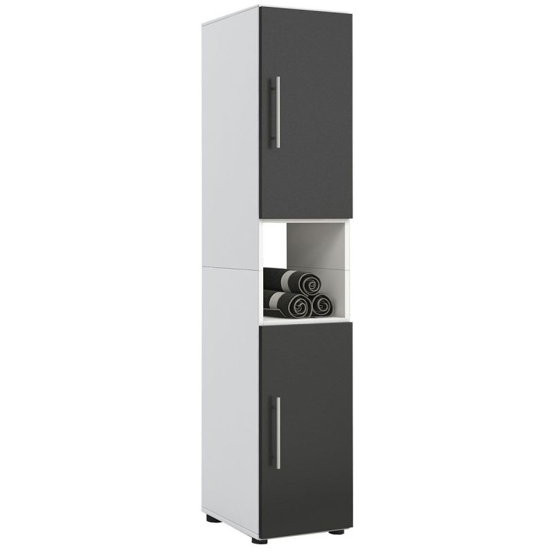 Hochschrank Flandu weiß/schwarz