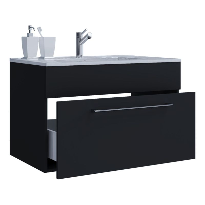 Waschplatz 60 cm 2-teilig 1 Schubfach schwarz