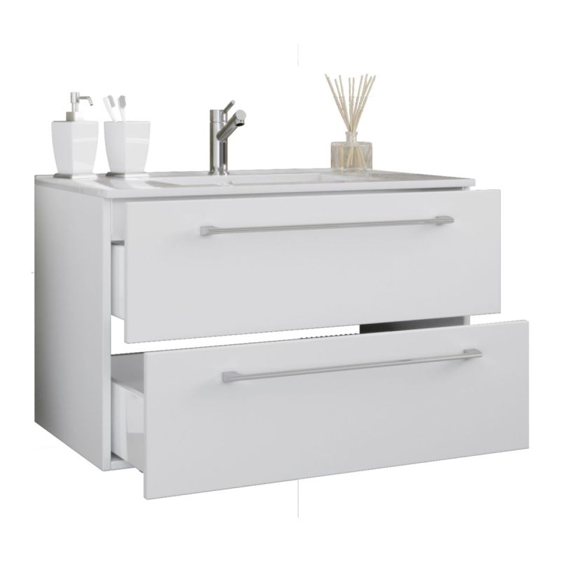 Waschplatz 60 cm 2-teilig 2 Schubfächer weiß