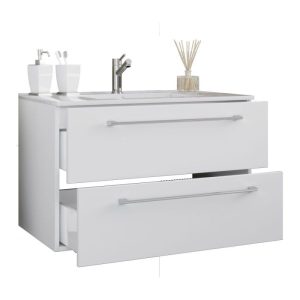 Waschplatz 80 cm 2-teilig 2 Schubfächer weiß Waschplatz 80 cm 2-teilig 2 Schubfächer weiß