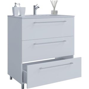 Stand-Waschplatz 80 cm 2-teilig 3 Schubfächer weiß Stand-Waschplatz 80 cm 2-teilig 3 Schubfächer weiß