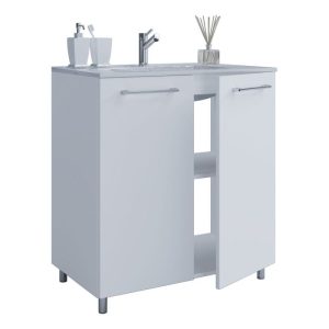 Stand-Waschplatz 80 cm 2-teilig 2 Türen weiß Stand-Waschplatz 80 cm 2-teilig 2 Türen weiß