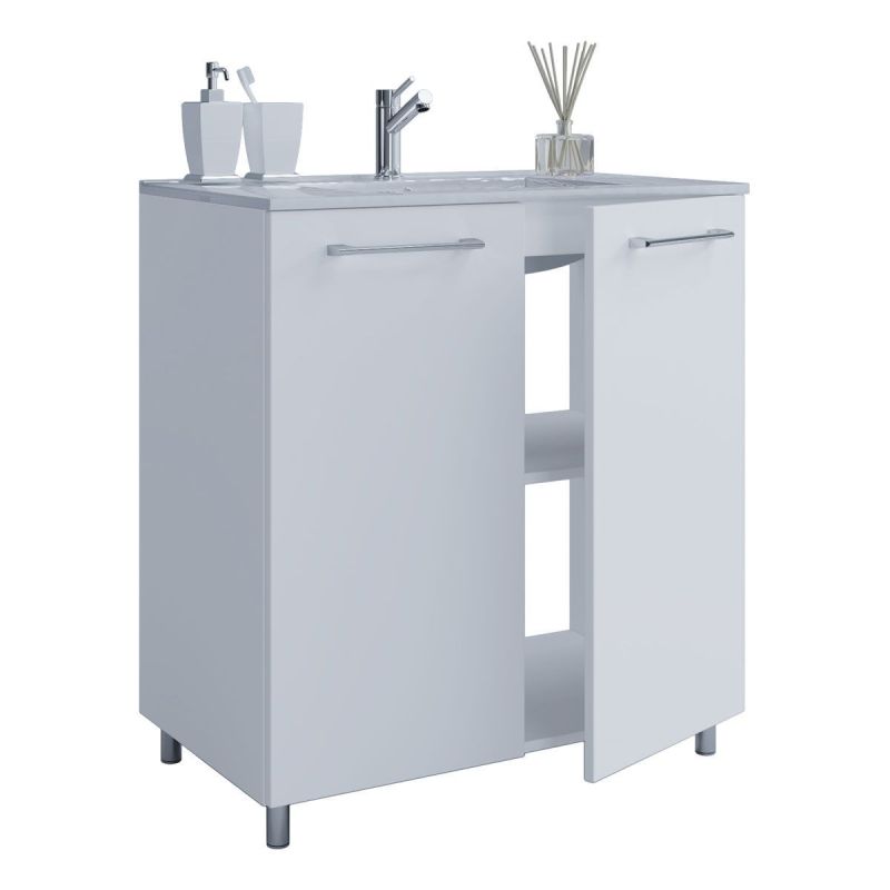 Stand-Waschplatz 80 cm 2-teilig 2 Türen weiß