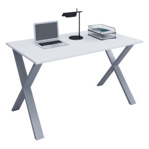 Schreibtisch Lona 110 x 50 cm X-Fußgestell weiß/silber Schreibtisch Lona 110 x 50 cm X-Fußgestell weiß/silber