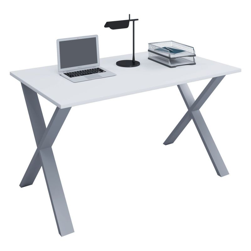 Schreibtisch Lona 110 x 50 cm X-Fußgestell weiß/silber