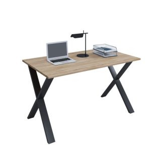 Schreibtisch Lona 110 x 50 cm X-Fußgestell Kern-Nussbaum/schwarz Schreibtisch Lona 110 x 50 cm X-Fußgestell Kern-Nussbaum/schwarz