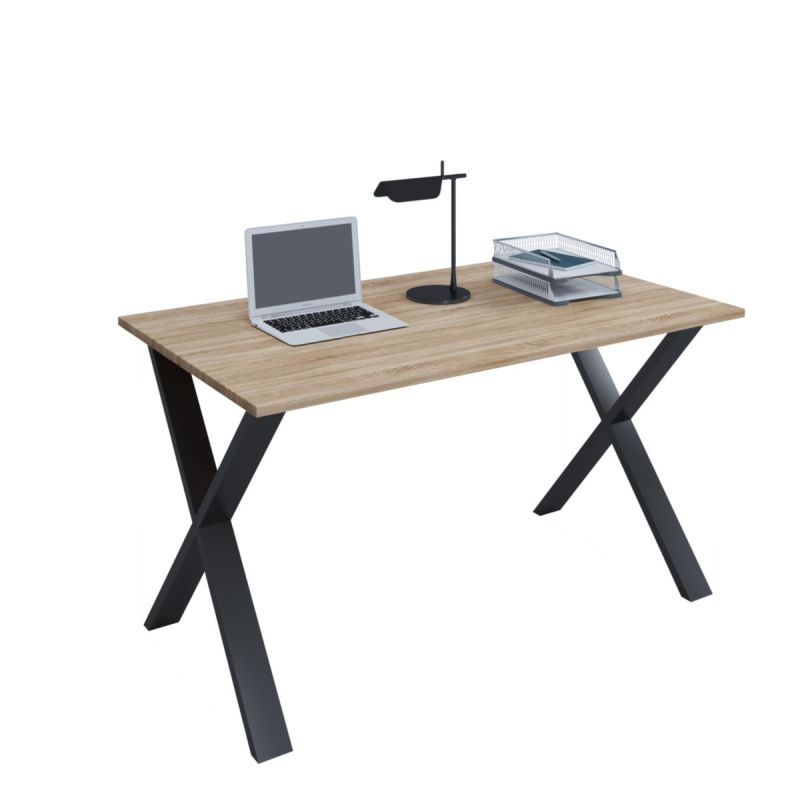 Schreibtisch Lona 110 x 50 cm X-Fußgestell Kern-Nussbaum/schwarz