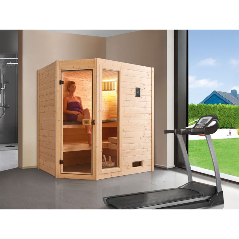 Weka Massivholzsauna Valida 2 mit Glastür und Fenster ohne Ofen