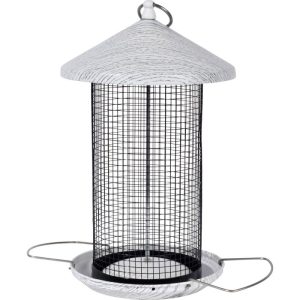 dobar Metall-Futterspender Smooth für Erdnüsse und Kerne 19 x 19 x 31,5 cm Weiß/Schwarz