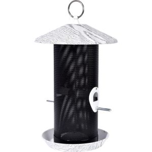 dobar Metall-Futterspender Fold für Körner und Streufutter 19 x 19 x 30 cm Weiß/Schwarz