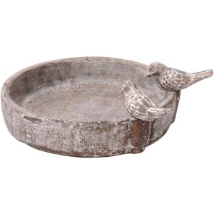 dobar Vogeltränke Pool-Oase 24,5 x 24,5 x 5,5 cm Keramik Grau