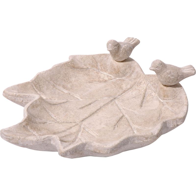 dobar Vogeltränke Blatt-Paradies 31 x 29,5 x 5,5 cm Keramik Weiß
