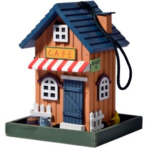 dobar Western-Vogelhaus Café 18 x 18 x 23 cm USA-Stil Kiefer Bunt