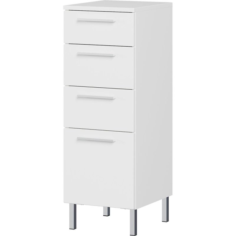Badunterschrank weiß Supermatt 4 Schubladen 60 x 60 x 35 cm