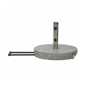 Siena Garden Granit-Schirmständer 40 kg, Ø50×8 cm, hellgrau, für Schirmstock-Ø 25-48 mm, inkl. Rollen