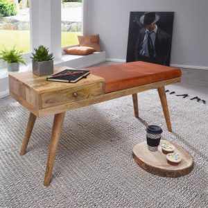 Wohnling Sitzbank „Salim“, Ziegenleder, 100x52x38 cm Wohnling Sitzbank „Salim“, Ziegenleder, 100x52x38 cm