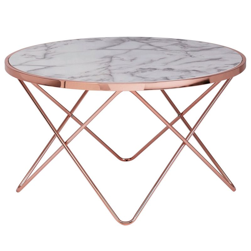 Wohnling Design Couchtisch, Marmor Optik, weiß, 85 cm