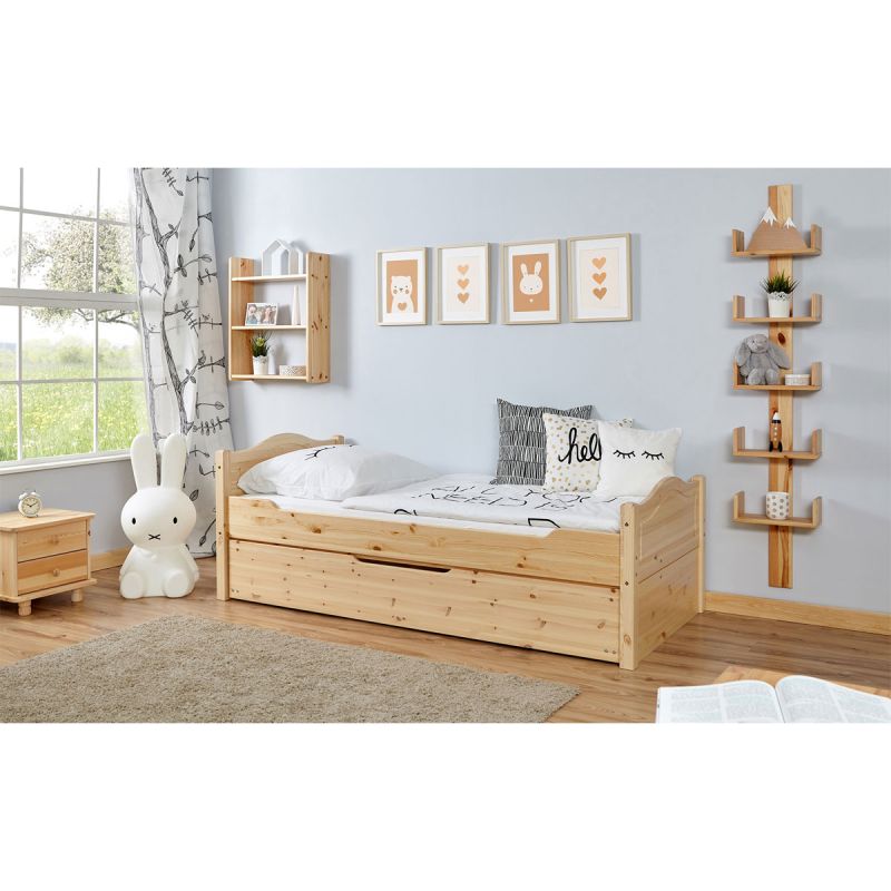 Ticaa Einzelbett Leni Kiefer mit Zusatzbett 90 x 200 cm