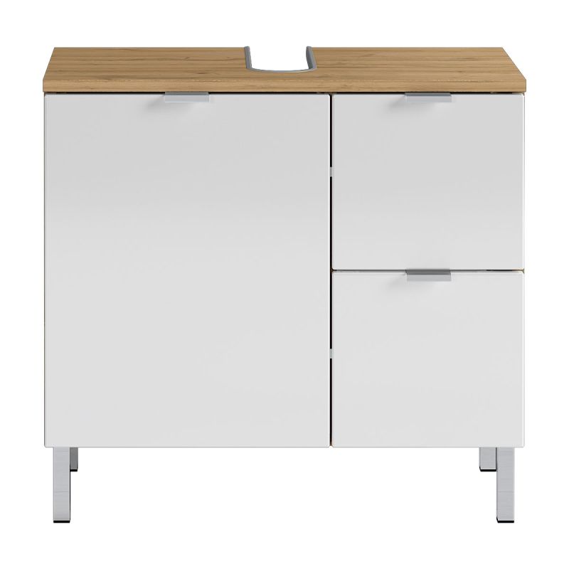 Waschbeckenunterschrank Maureen 2 Schubkästen 60 x 56 x 34 cm Grandson-Eiche-Nachbildung/weiß