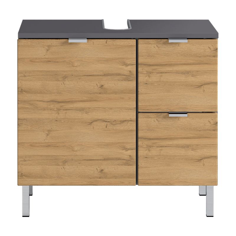 Waschbeckenunterschrank Maureen 2 Schubkästen 60 x 56 x 34 cm graphit/Grandson-Eiche-Nachbildung