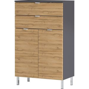 Kommode Maureen mit 2 Schubkästen 60 x 97 x 34 cm graphit/Grandson-Eiche-Nachbildung Kommode Maureen mit 2 Schubkästen 60 x 97 x 34 cm graphit/Grandson-Eiche-Nachbildung