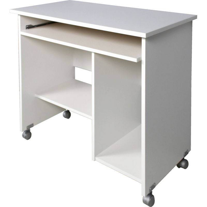 Computertisch Work mit Laufrollen und Tastaturauszug 90 x 72 x 48 cm weiß