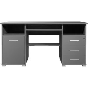 Schreibtisch Tipp abschließbar und mit Tastaturauszug 145 x 75 x 70 cm Sonoma-Eiche-Nachbildung/weiß Schreibtisch Tipp abschließbar und mit Tastaturauszug 145 x 75 x 70 cm Sonoma-Eiche-Nachbildung/weiß