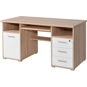 Schreibtisch Tipp abschließbar und mit Tastaturauszug 145 x 75 x 70 cm Walnuss-Nachbildung/schwarz Schreibtisch Tipp abschließbar und mit Tastaturauszug 145 x 75 x 70 cm Walnuss-Nachbildung/schwarz