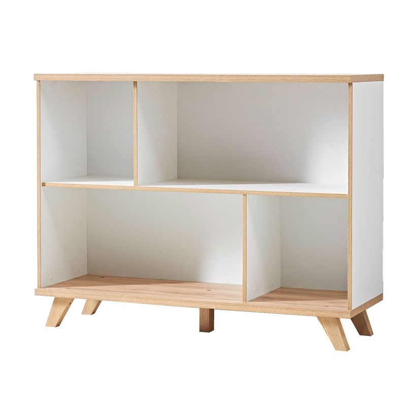 Regal Helsinki skandinavisches Design 120 x 93 x 40 cm weiß/Sanremo-Eiche-Nachbildung