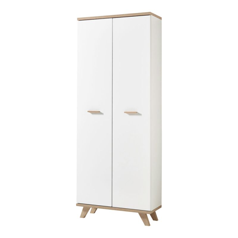 Aktenschrank Helsinki skandinavisches Design 75 x 193 x 37 cm weiß/Sanremo-Eiche-Nachbildung